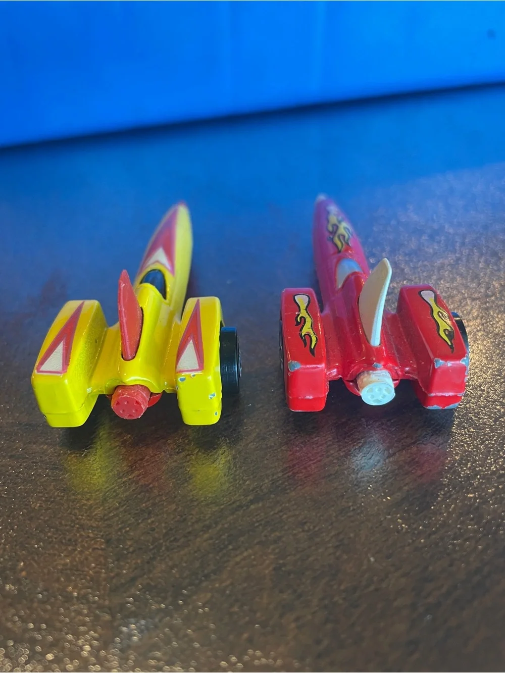 2 Vintage Hot Wheels Land Speed Jet Rocket Cars 1979, RedFlames- X8 yellow/red
